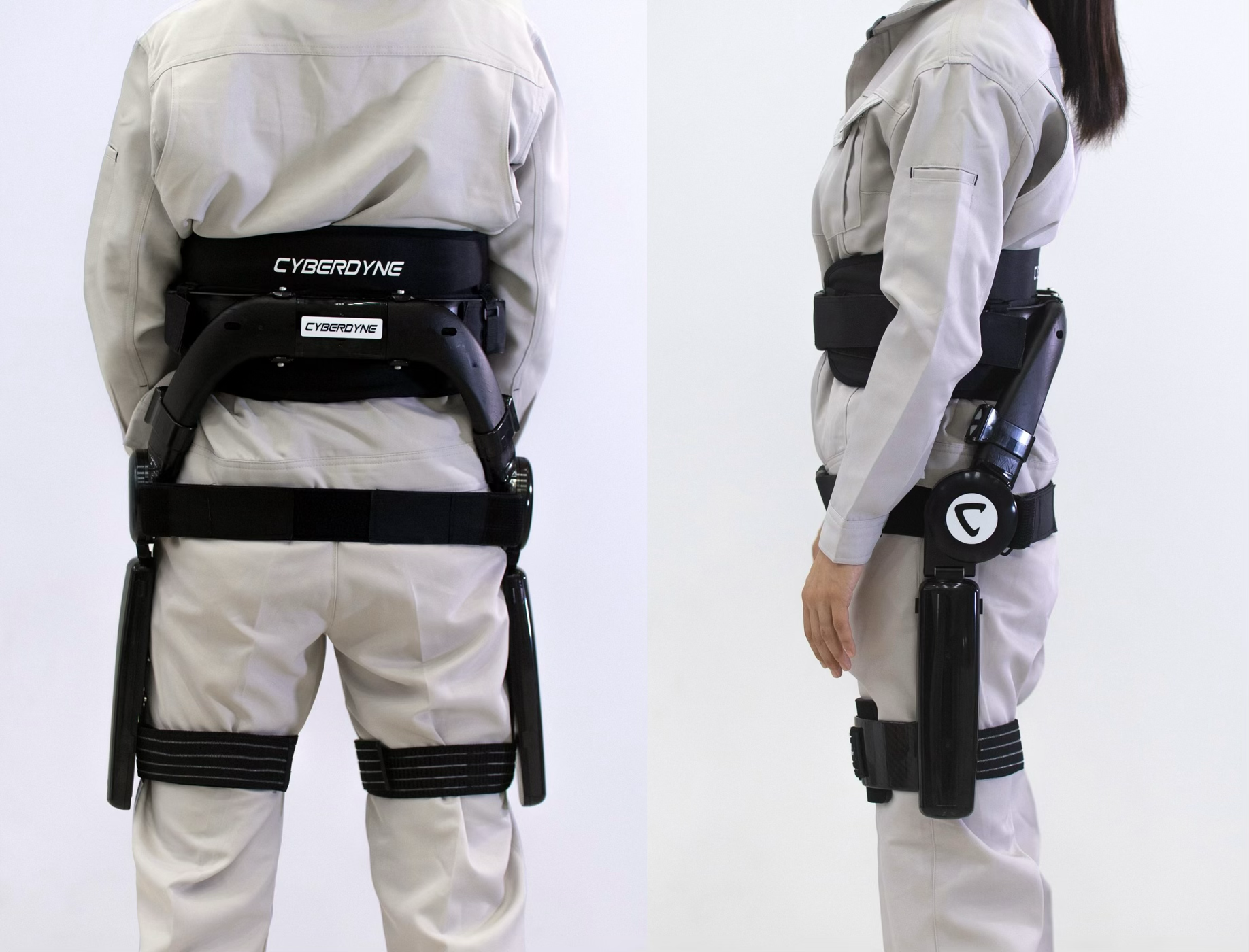 HAL腰タイプ装着者を背面および側面から見た写真